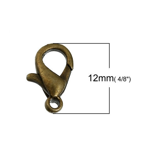 Bild von 140 Stück Zinkbasierte Legierung und Messing Karabinerverschluss Mix 12mm x 6mm