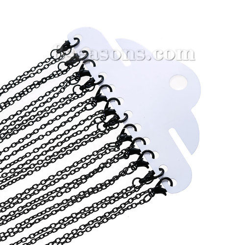 Bild von Eisenlegierung Halskette Schwarz Gliederkette 62.0cm lang, Kettengröße: 3x2mm, 1 Packung (12 Stück)