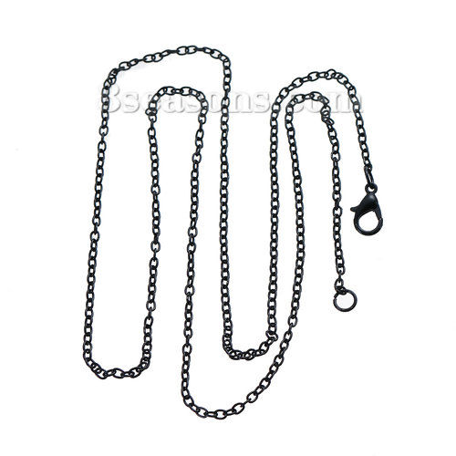 Bild von Eisenlegierung Halskette Schwarz Gliederkette 62.0cm lang, Kettengröße: 3x2mm, 1 Packung (12 Stück)