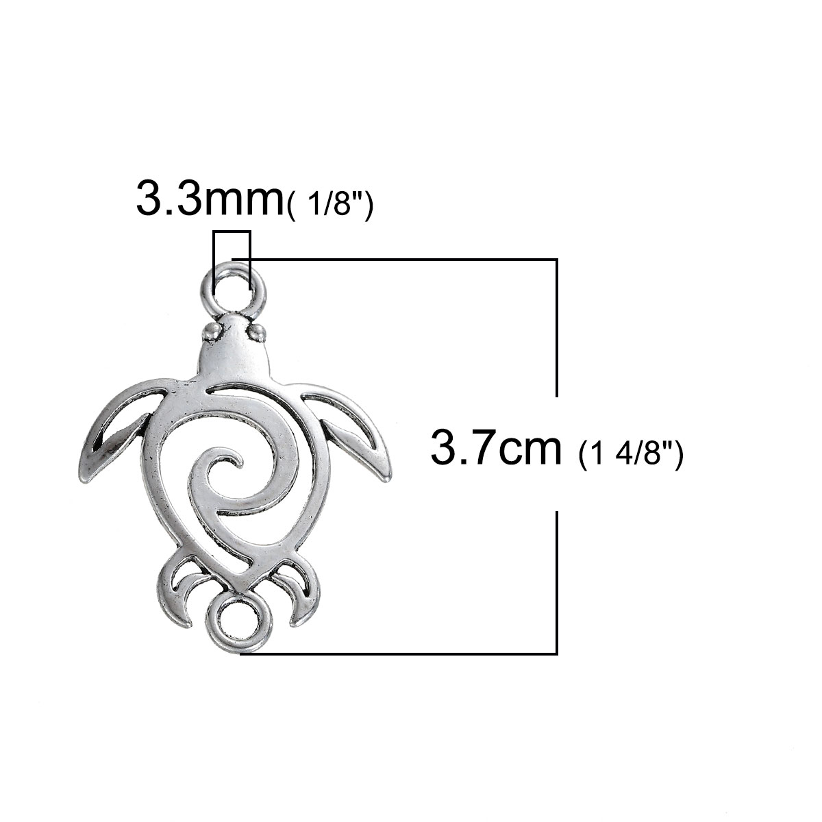 Image de Bijoux d'Océan Connecteur de Bijoux au Style Bohème Chic en Alliage de Zinc Tortue Argent Vieilli Creux 37mm x 28mm, 20 Pcs