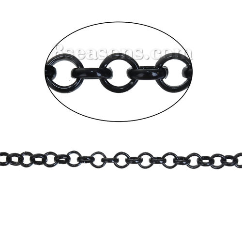 Picture of Iron Based Alloy Link Cable Chain Findings Black 4.8mm( 2/8")  Dia, 3 M