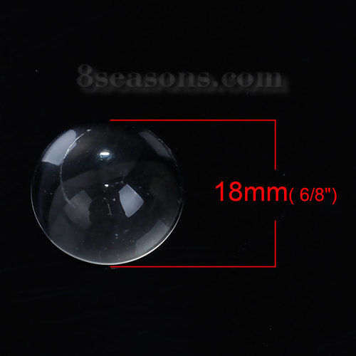 Imagen de Vidrio Dome Seals Cabochon Ronda Flatback Transparente Semiesférica 18mm Dia, 30 Unidades