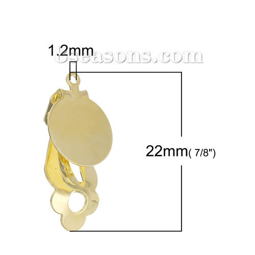 Изображение Латунь Швензы с Замком Круглые Позолоченный Основы для Кабошонов (для 12мм Кабошона), 22мм x 12мм, 10 ШТ