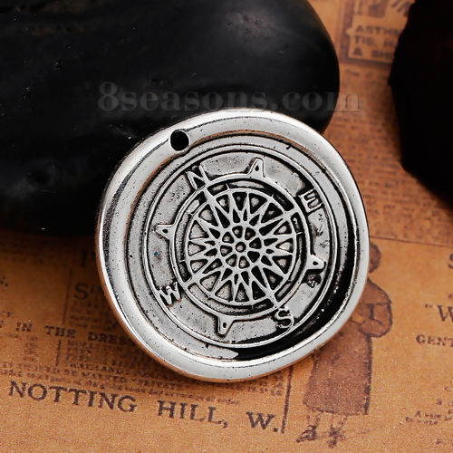 Imagen de Zamak Sello de Cera Charms Irregular Plata Antigua Búrbuja 29mm x 28mm, 5 Unidades