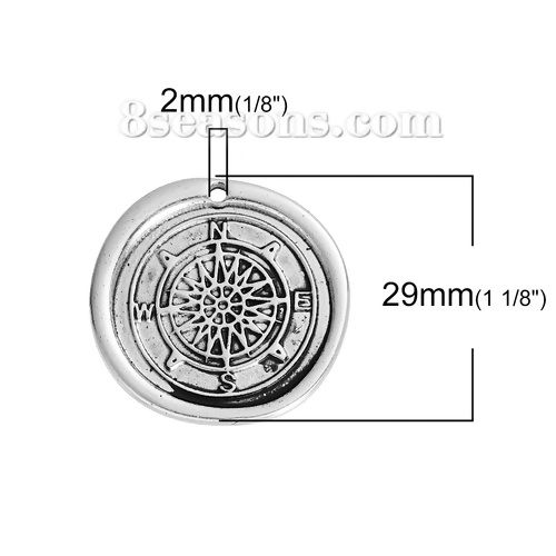 Imagen de Zamak Sello de Cera Charms Irregular Plata Antigua Búrbuja 29mm x 28mm, 5 Unidades