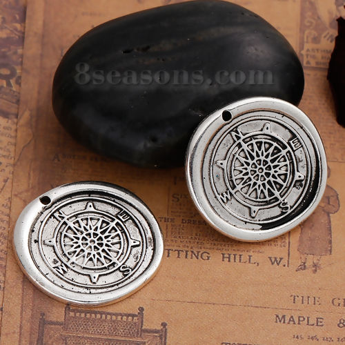 Imagen de Zamak Sello de Cera Charms Irregular Plata Antigua Búrbuja 29mm x 28mm, 5 Unidades