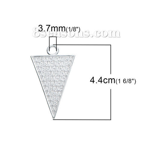 Bild von Messing Anhänger Dreieck Versilbert Message geschnitzt 44mm x 25mm, 1 Stück