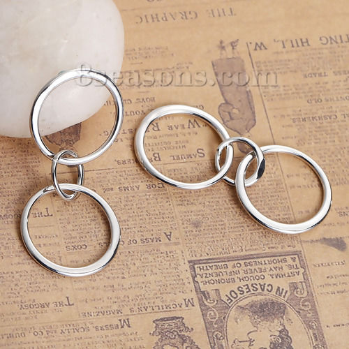 Изображение Латунь Коннекторы фурнитуры Кольцо Серебряный Тон Круглые С узором ажурная резьба 45мм x 20мм, 1 ШТ