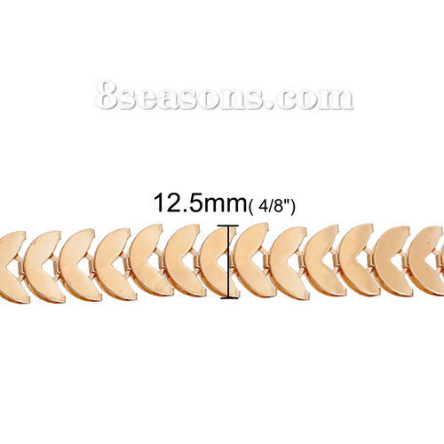 Bild von Eisenlegierung Schmuckkette Kette Vergoldet Blätter 8.5mm, 1 Meter