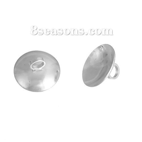 Picture of Brass Bead Caps With Loop For Glass Bubbles Round Silver Plated (Fit 10mm Dia) 10mm( 3/8") x 6mm( 2/8"), 20 PCs