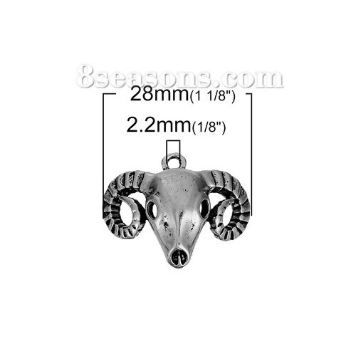 Picture of Zinc Based Alloy Charms Antique Silver Color Tau Hollow 28mm(1 1/8") x 24mm(1"), 5 PCs