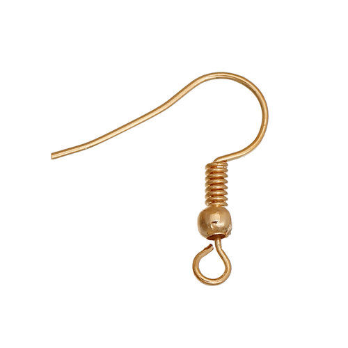 Bild von Zinklegierung Ohrhaken-Ohrringe für DIY-Schmuckherstellungszubehör 14K Gold 20mm x 19mm, 20 Stück