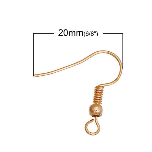 Bild von Zinklegierung Ohrhaken-Ohrringe für DIY-Schmuckherstellungszubehör 14K Gold 20mm x 19mm, 20 Stück