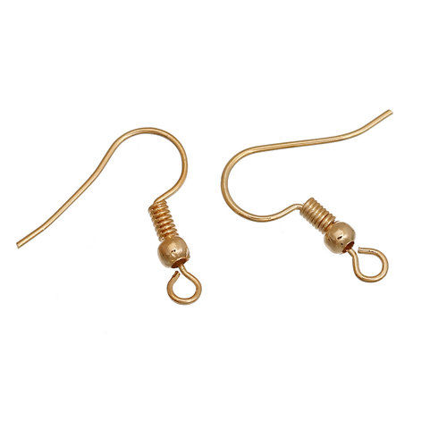 Bild von Zinklegierung Ohrhaken-Ohrringe für DIY-Schmuckherstellungszubehör 14K Gold 20mm x 19mm, 20 Stück