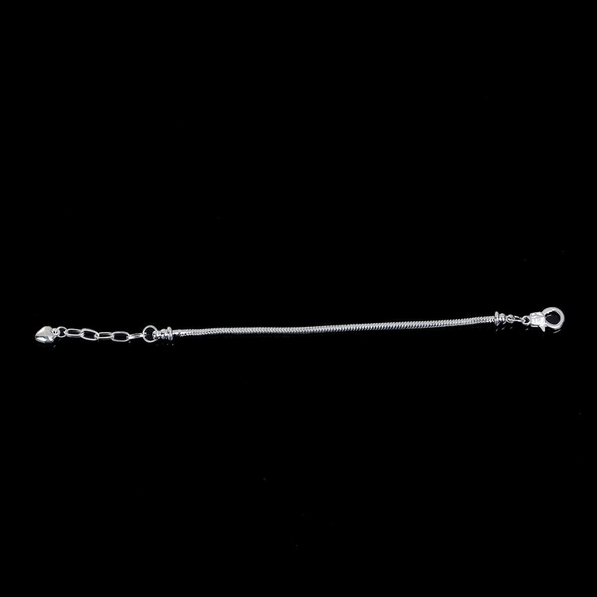 Imagen de Cobre Estilo Europeo Cadena Serpiente Encanto Pulseras Argentado Corazón 16cm longitud, 1 Unidad