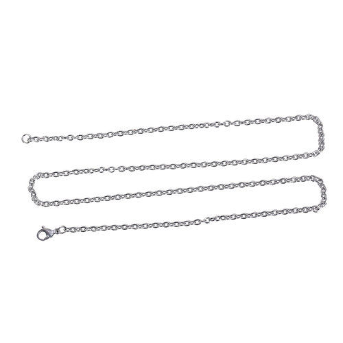 Picture of Stainless Steel Link Cable Chain Necklace Oval Silver Tone 59cm(23 2/8") long, Chain Size: 4x3mm(1/8"x1/8"), 2 PCs