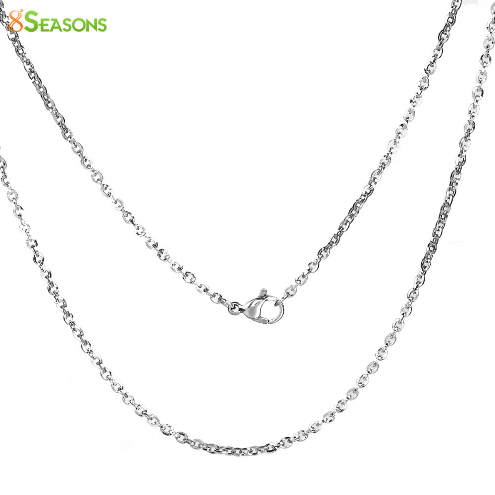 Picture of 304 Stainless Steel Link Cable Chain Necklace Oval Silver Tone 50cm(19 5/8") long, Chain Size: 2x2mm(1/8"x1/8"), 1 Piece