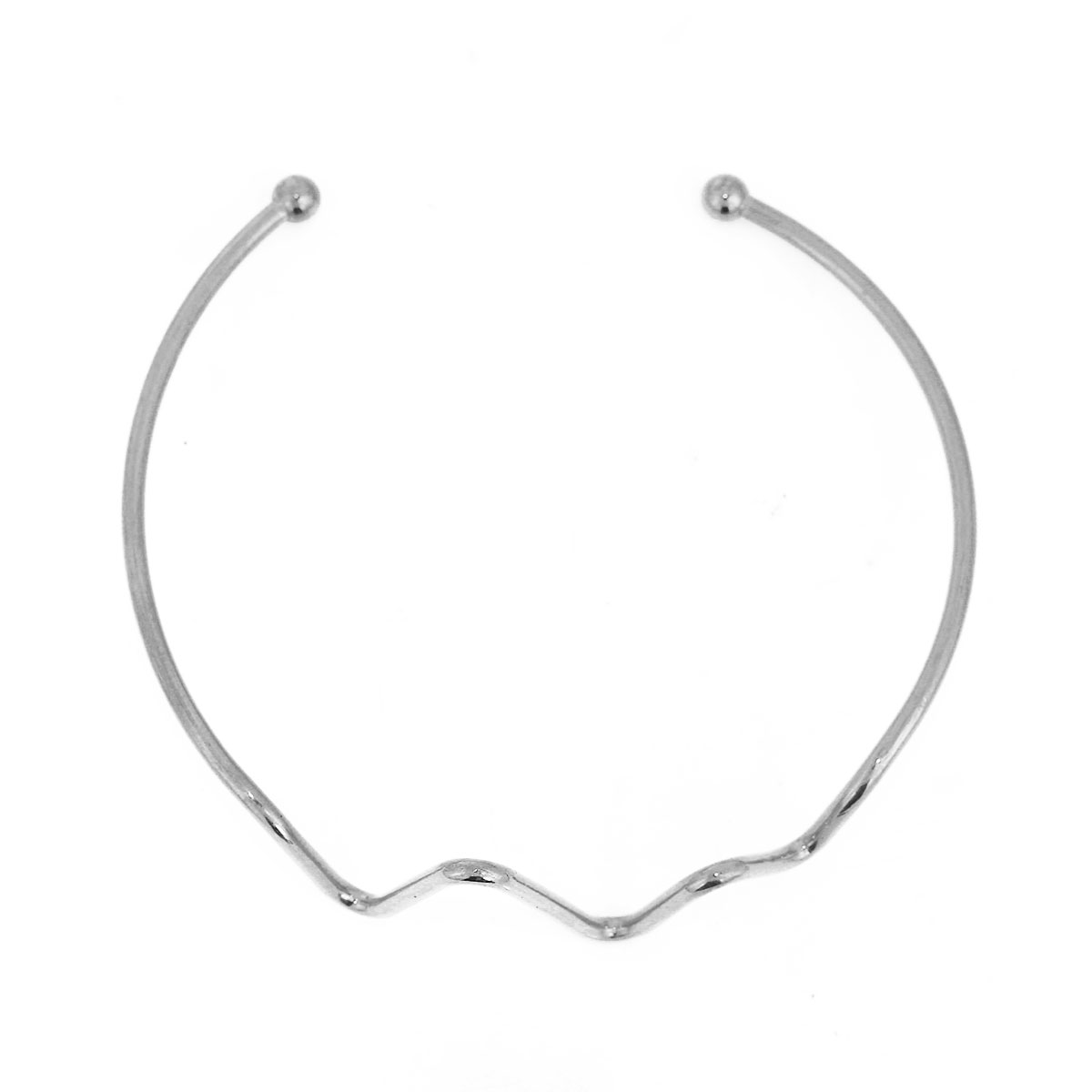 Picture of 304 Stainless Steel Open Cuff Bangles Bracelets Silver Tone Heartbeat /Electrocardiogram 17cm(6 6/8") long, 1 Piece