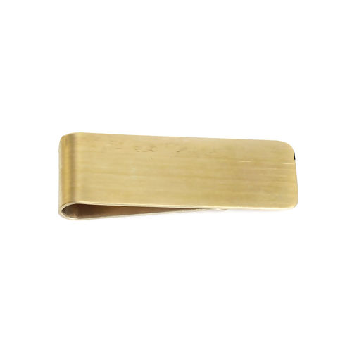 Picture of Brass Money Clip Rectangle Gold Plated Blank 55mm(2 1/8") x 20mm( 6/8"), 1 Piece