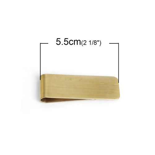 Picture of Brass Money Clip Rectangle Gold Plated Blank 55mm(2 1/8") x 20mm( 6/8"), 1 Piece