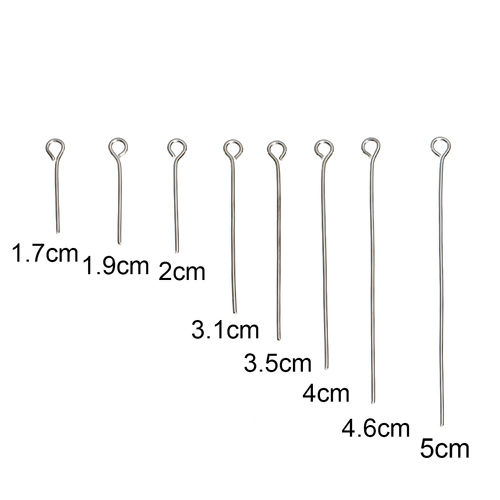Imagen de Hierro Ojo Pinchos Tono de Plata 5cm -1.7cm longitud, 0.7mm (21 gauge), 1 Juego