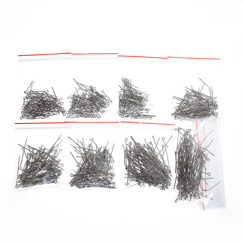 Imagen de Hierro Ojo Pinchos Tono de Plata 5cm -1.7cm longitud, 0.7mm (21 gauge), 1 Juego