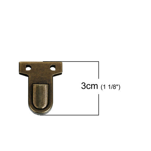 Picture of Iron Based Alloy Purse Handbag Lock Clasps Closure Antique Bronze 35mm(1 3/8") x 25mm(1"), 3 Sets(4 PCs/Set)