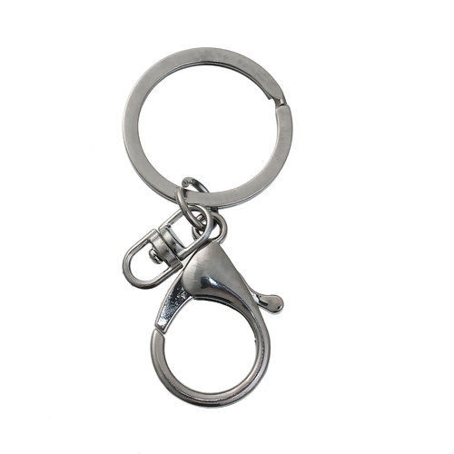 Picture of Iron Based Alloy Keychain & Keyring Circle Ring Gunmetal 6.9cm x 3cm, 3 PCs