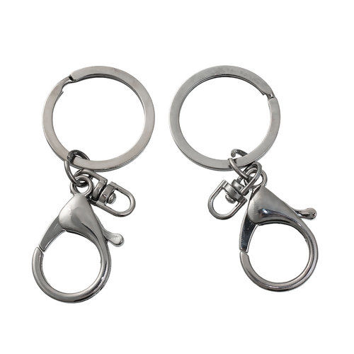 Picture of Iron Based Alloy Keychain & Keyring Circle Ring Gunmetal 6.9cm x 3cm, 3 PCs