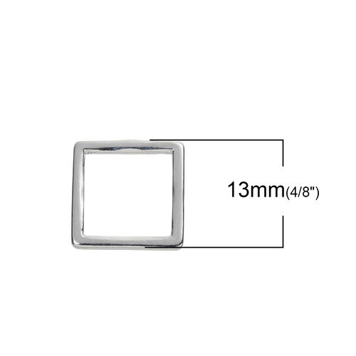 Picture of Zinc Based Alloy Connectors Square Silver Plated Hollow 13mm x 13mm, 30 PCs