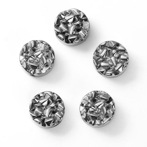 Picture of Druzy/ Drusy (Grade B) Synthetic Hematite Beads Round Silver Tone About 10mm( 3/8") Dia, Hole: Approx 1mm, 10 PCs
