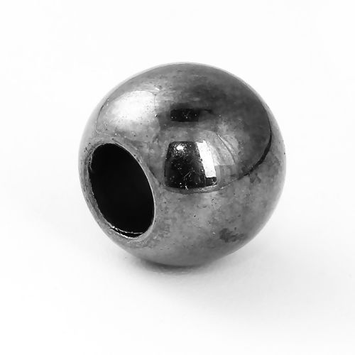 Picture of CCB Plastic Spacer Beads Round Gunmetal About 10mm Dia, Hole: Approx 4.7mm, 100 PCs