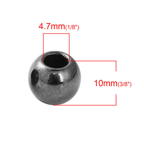 Picture of CCB Plastic Spacer Beads Round Gunmetal About 10mm Dia, Hole: Approx 4.7mm, 100 PCs