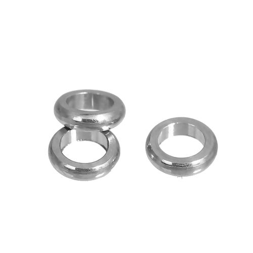 Picture of Stainless Steel Spacer Beads Round Silver Tone About 4mm( 1/8") Dia, Hole: Approx 2mm( 1/8"), 50 PCs