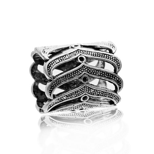Picture of Zinc Based Alloy Bails For Scarves Cylinder Antique Silver Color Dot (Can Hold ss6 Pointed Back Rhinestone) 26mm(1") x 22mm( 7/8"), 3 PCs