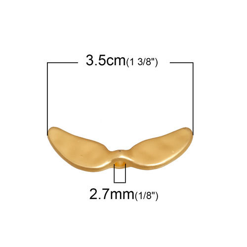 Picture of Zinc Based Alloy Spacer Beads Dragonfly Animal Matt Gold Wing 35mm x 13mm, Hole: Approx 2.7mm, 2 PCs