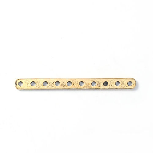 Picture of Zinc Based Alloy Connectors Rectangle Gold Tone Antique Gold 56mm x 5mm, 10 PCs