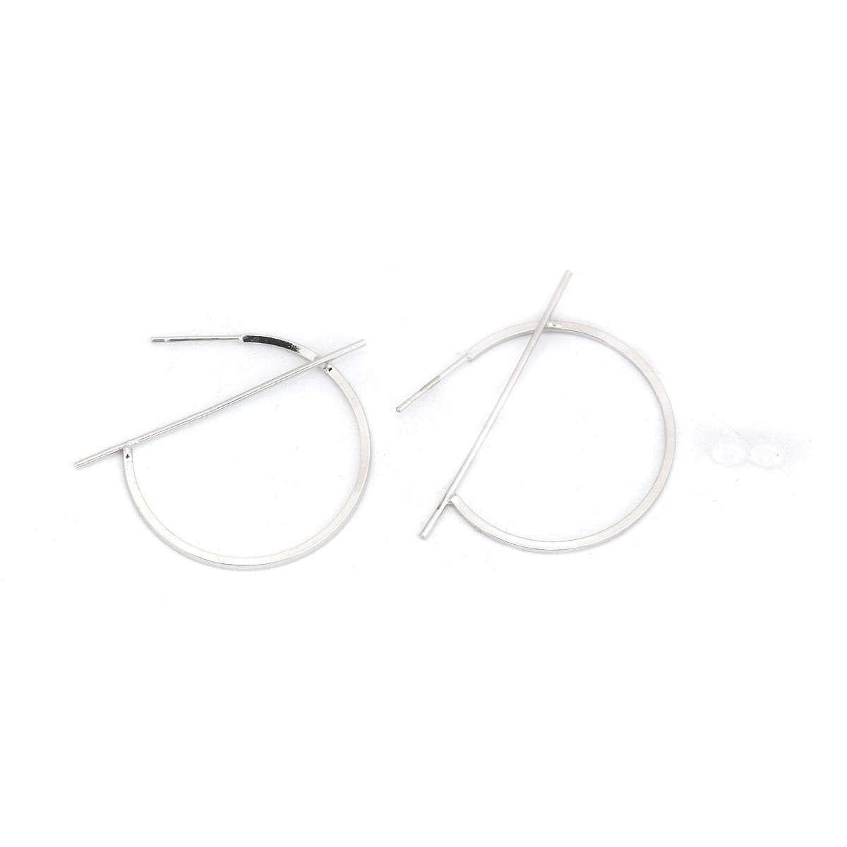 Bild von Ohrring Silberfarbe Halbrund 40mm x 35mm, Drahtstärke: (19 gauge), 1 Paar