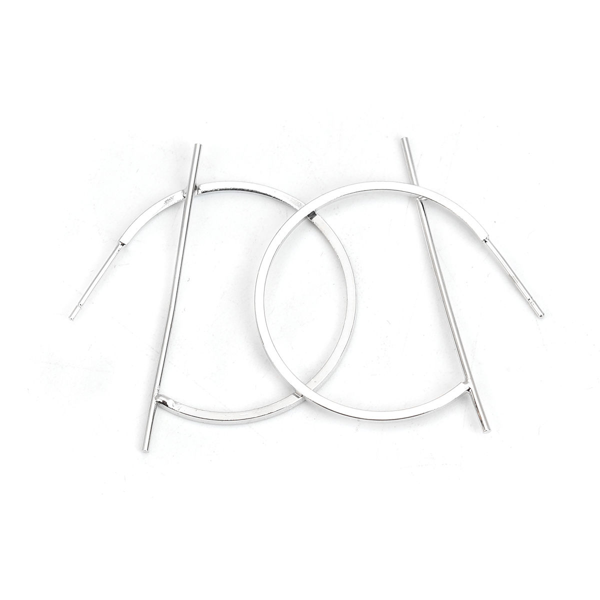 Bild von Ohrring Silberfarbe Halbrund 40mm x 35mm, Drahtstärke: (19 gauge), 1 Paar