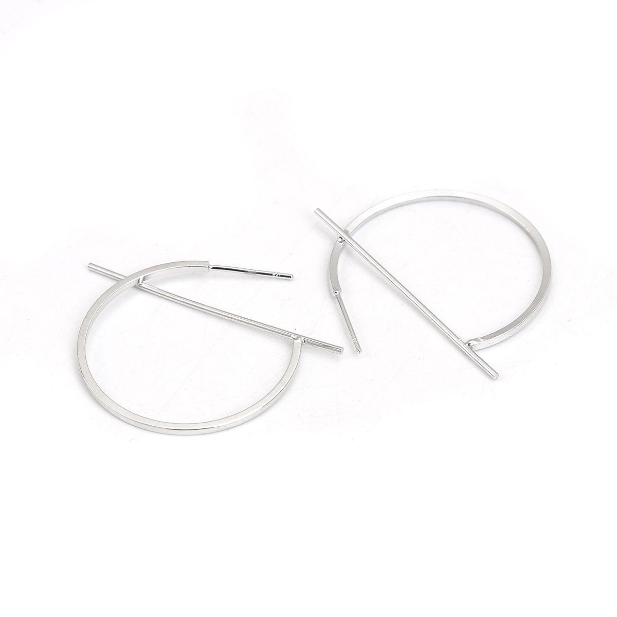 Bild von Ohrring Silberfarbe Halbrund 40mm x 35mm, Drahtstärke: (19 gauge), 1 Paar