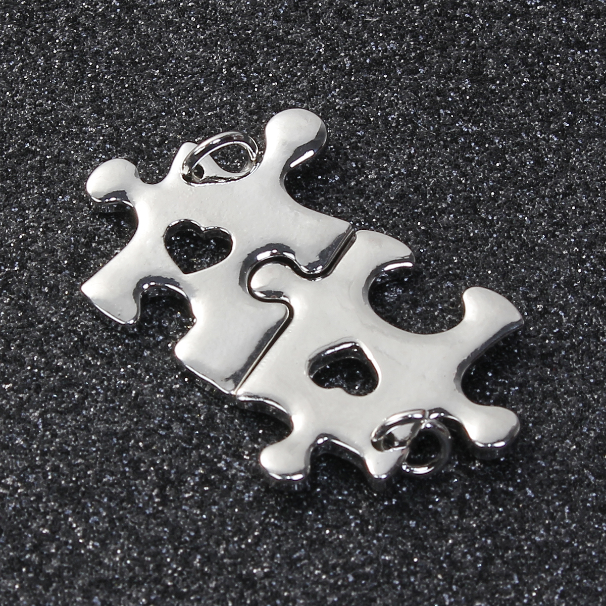 Picture of Zinc Based Alloy Puzzle Charms Heart Silver Tone 25mm x24mm(1" x1") 24mm x20mm(1" x 6/8"), 5 Sets