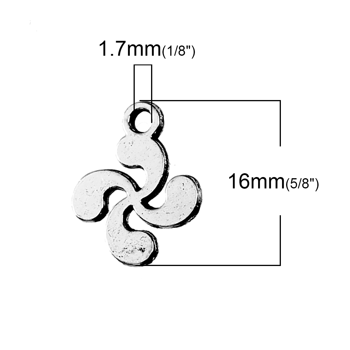 Picture of 100 PCs Zinc Based Alloy Charms Antique Silver Color Windmill 16mm x 13mm