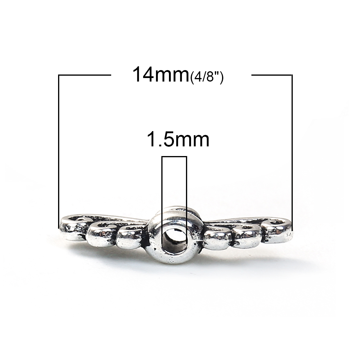 Image de Perles en Alliage de Zinc Aile Argent Vieilli 14mm x 5mm, Taille de Trou: 1.5mm, 200 Pcs