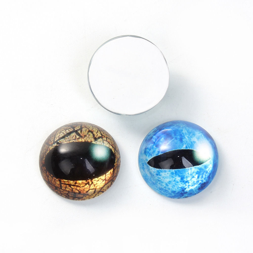 Imagen de 10 Unidades Vidrio Dome Seals Cabochon Ronda Flatback Al Azar Color Mezclado Ojo 20mm Dia