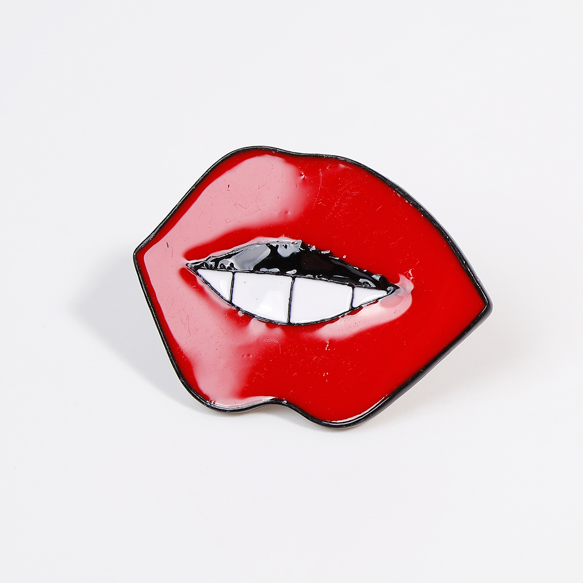 Picture of Tie Tac Lapel Pin Brooches Lip Red Enamel 33mm(1 2/8") x 24mm(1"), 1 Piece