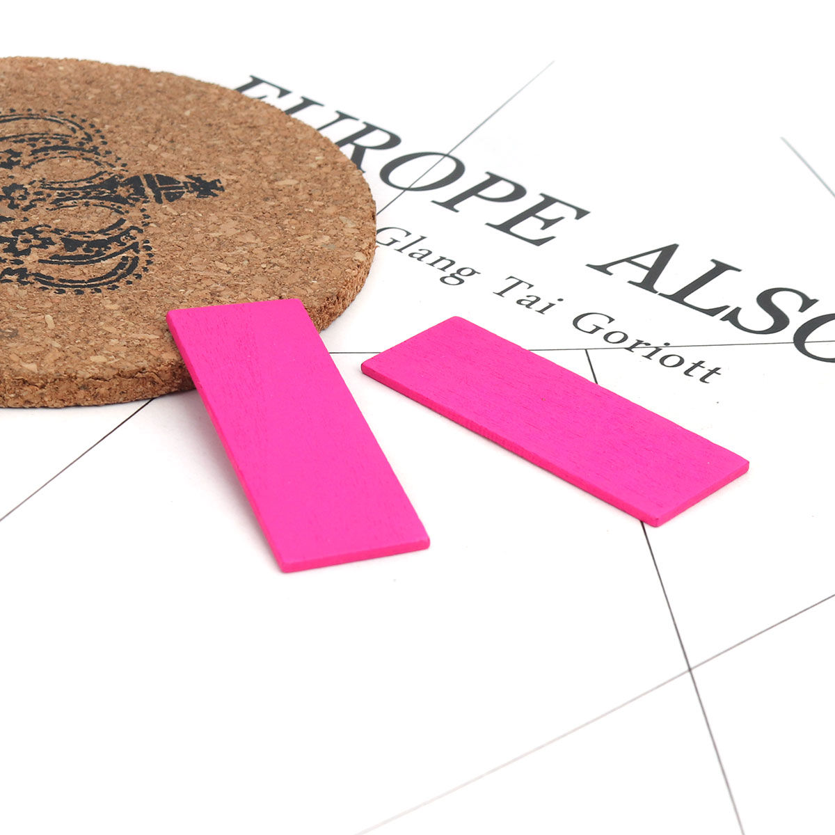 Picture of Three-ply board Embellishments Scrapbooking Rectangle Pink 52mm(2") x 19mm( 6/8"), 30 PCs
