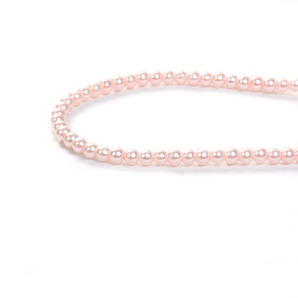 Picture of Glass Beads Round Orange Pink Imitation Pearl About 5mm - 4mm Dia, Hole: Approx 0.7mm, 84.5cm long, 3 Strands (Approx 229 PCs/Strand)