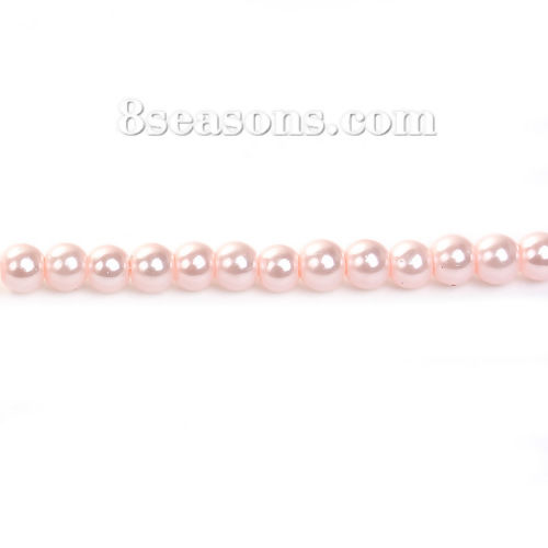 Picture of Glass Beads Round Pink Imitation Pearl About 5mm - 4mm Dia, Hole: Approx 0.7mm, 81.5cm long, 3 Strands (Approx 220 PCs/Strand)