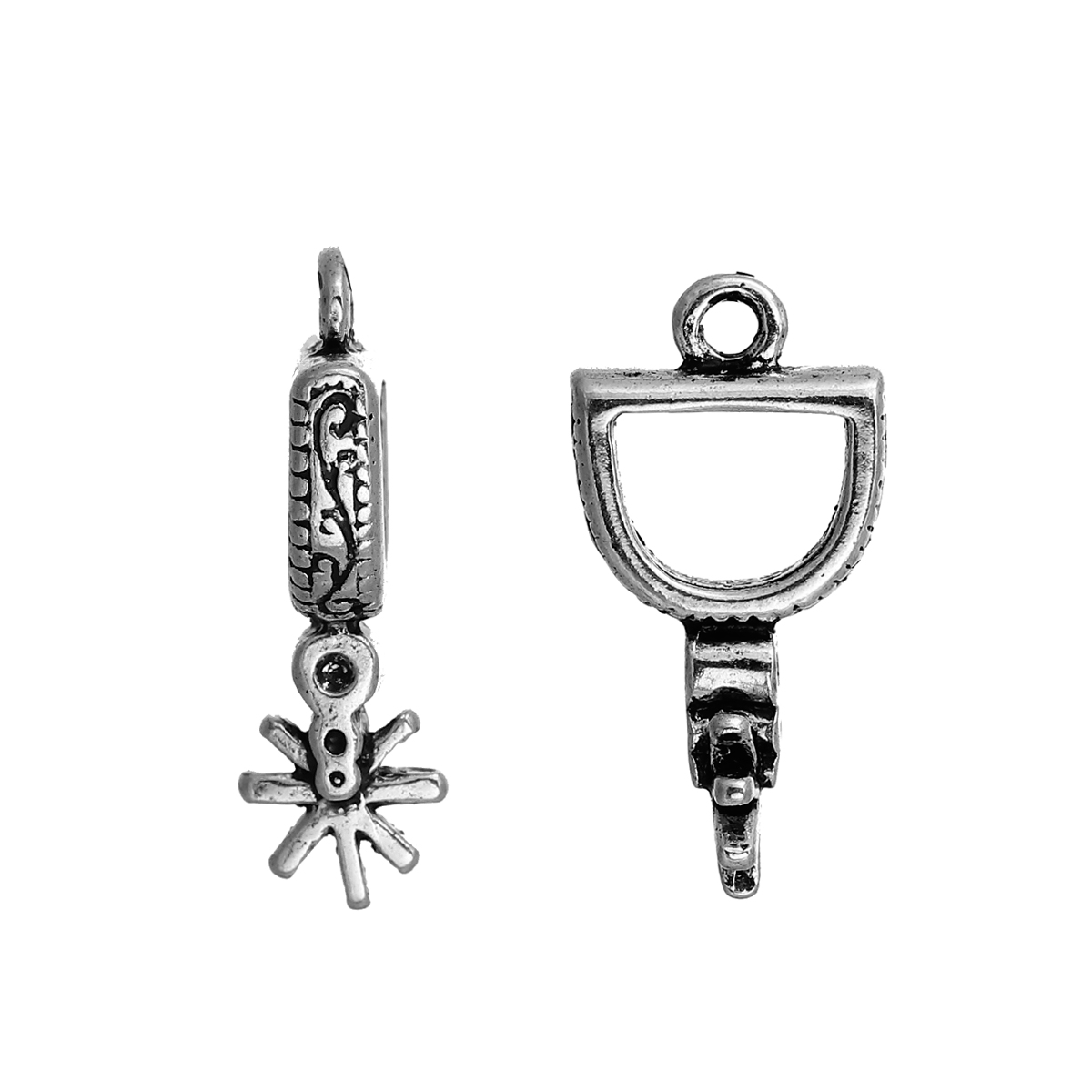 Bild von Zinklegierung Cowboy Sporn Charms Antiksilber 23mm x 12mm, 20 Stück