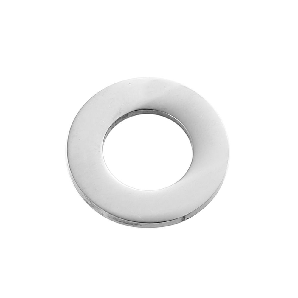 Picture of 304 Stainless Steel Charms Circle Ring Silver Tone 22mm( 7/8") Dia, 2 PCs